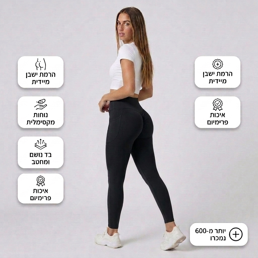 מכנסי טייץ עם אפקט הרמה ותמיכה בטנית